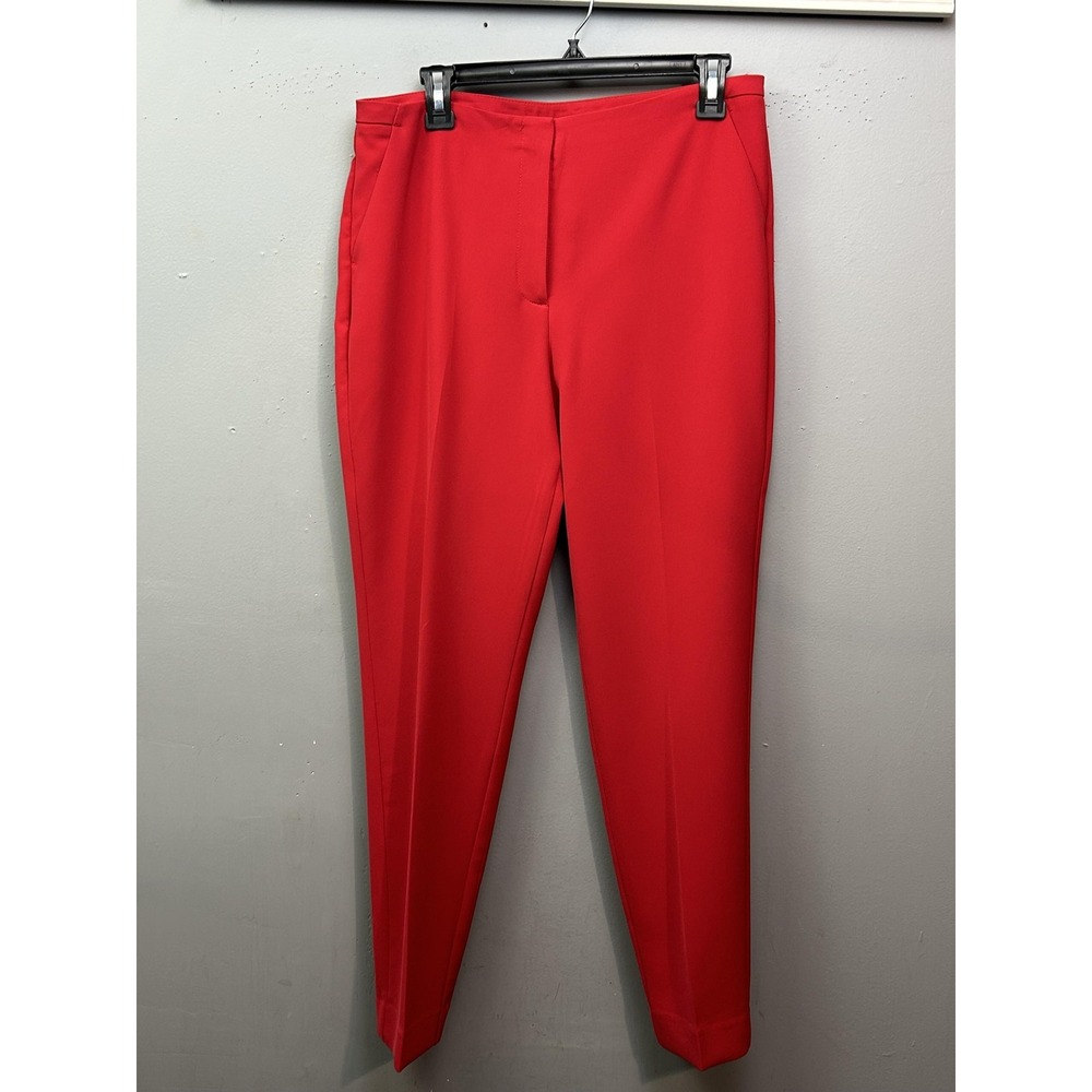 Chicos Pants Womens 0.5 Red Ankle Stretch Slim Tapered Dress Trousers Career